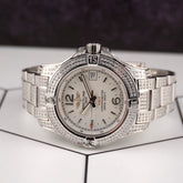 Breitling 33mm Colt Lady 3ct Iced Diamonds White Dial Steel Womens Watch A77388